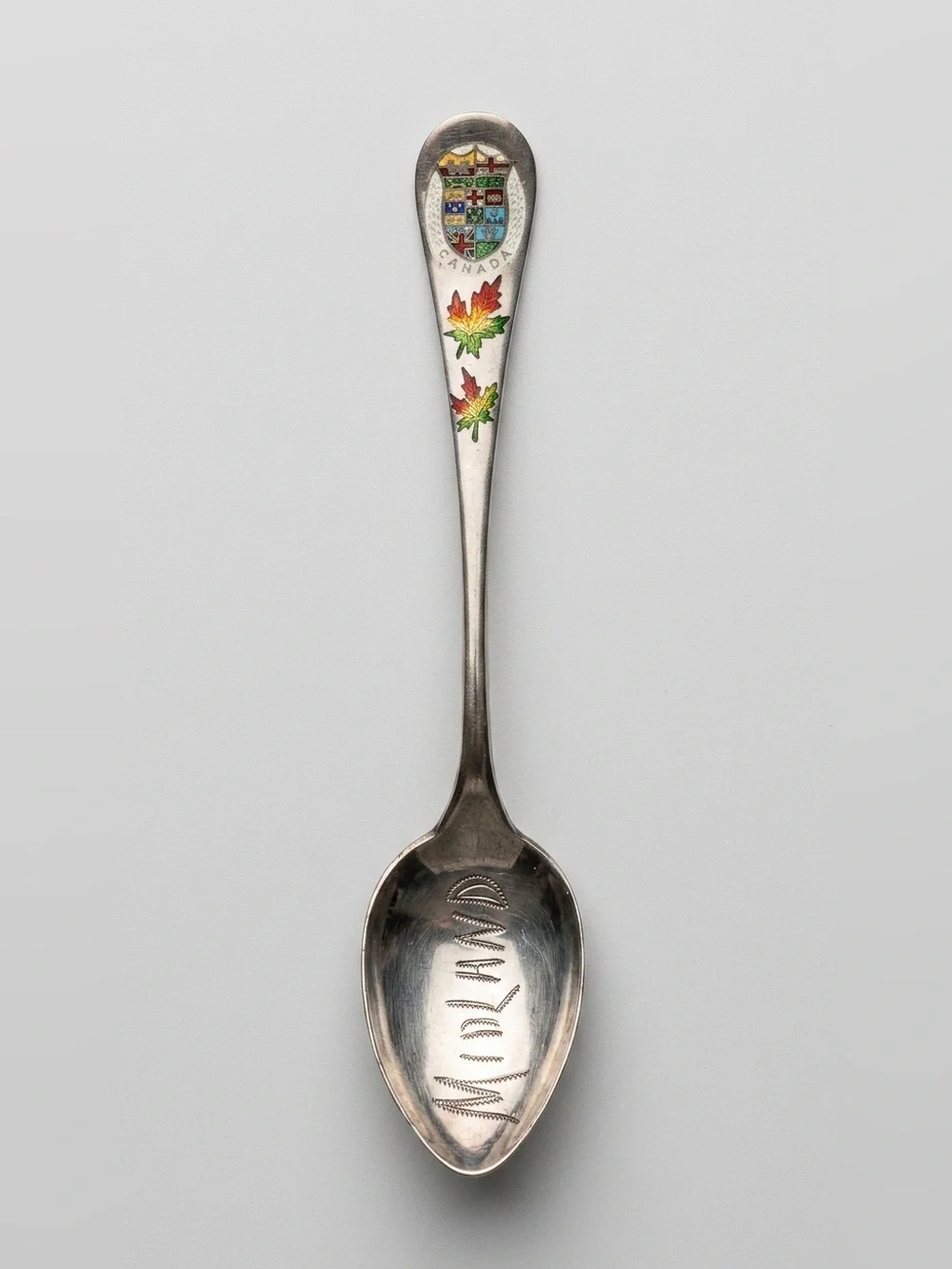 Vintage Sterling Silver Enamel Canadian Souvenir Spoon Midland Ontario
